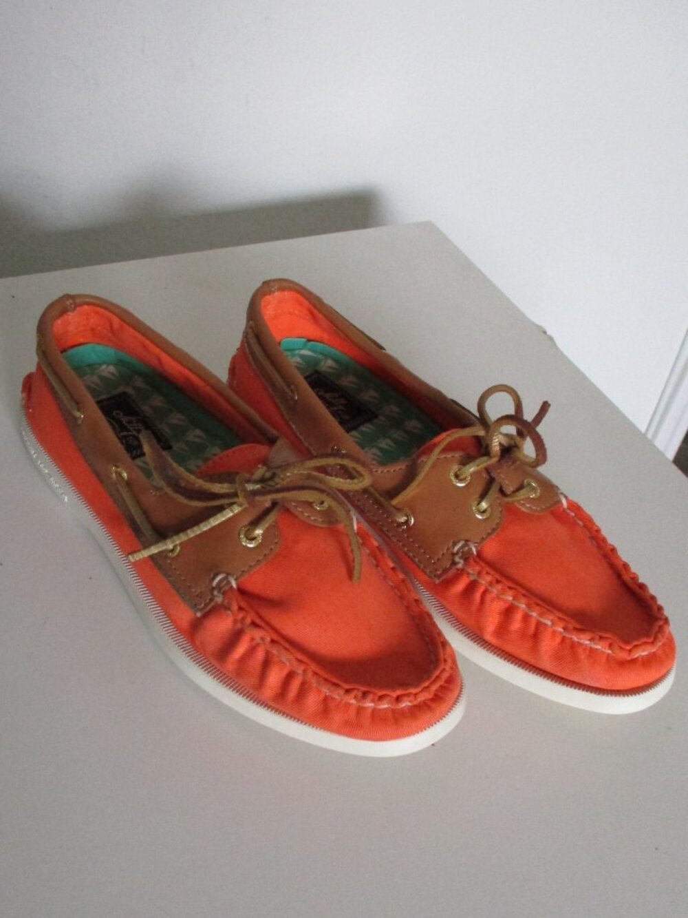 Milly for Sperry Top-Sider Womens Orange Canvas Moccasin Boat Shoe NWOB - 7.5M
